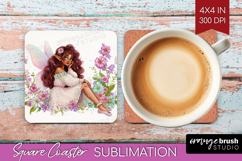 Fantasy Forest Square Coaster - Fairy Tale Coaster PNG Product Image 1