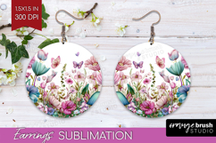 Fantasy Forest Round Earrings - Fairy Tale PNG Sublimation Product Image 1