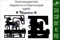Unicorn Capital Monogram Letter name sign E SVG Product Image 3