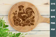Rooster laser SVG PNG| Floral Chicken Cutting Board Product Image 2