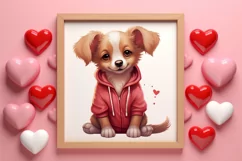 Cute Valentine Dog Clipart, Valentines Day Dog Clipart Product Image 3