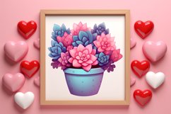 Pink Valentine Succulent Pot Clipart Product Image 3