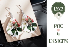 Spring Flowers Earrings, Floral Teardrop Earring PNG Product Image 3