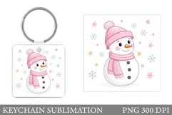 Cute Snowman Keychain Design. Christmas Keychain Sublimation Product Image 1