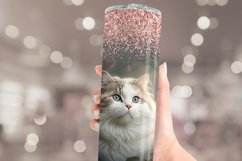 Cute Cat Tumbler Sublimation | Glitter Tumbler Wrap 20 oz Product Image 3