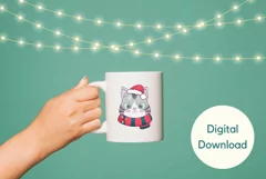 Kawaii Christmas Cat PNG, Christmas Sublimation Design Product Image 3