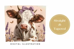 Summer Cow Tumbler Wrap Design, Wild Flowers Tumbler Design Product Image 3