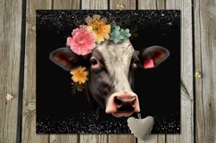 Cow & flowers | 9 Skinny tumbler Sublimation designs, JPG Product Image 3