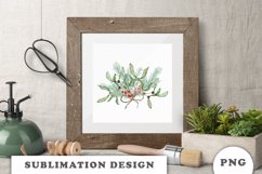Watercolor Christmas bouquet sublimation Product Image 3