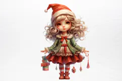 Christmas Little Girl Clipart PNG Product Image 3