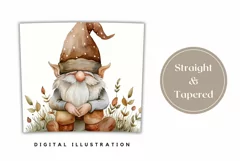 Watercolor Gnome Tumbler Wrap, Fall Mushrooms Tumbler Design Product Image 3