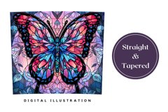 Stained Glass Butterfly Tumbler Wrap, Butterfly Sublimation Product Image 3