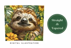 Sloth Tumbler Wrap Design, Tropical Flowers Tumbler Template Product Image 3