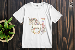 Watercolor Unicorn Alphabet Letter U Clipart Sublimation PNG Product Image 2