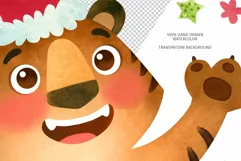 Funny Santa Tiger, Christmas Holiday & New Year 2022 clipart Product Image 5