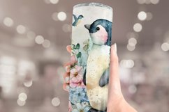 Watercolor Penguin and Flower Tumbler Sublimation Wrap Product Image 3