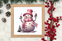 Pink Christmas Snowman Clipart, Christmas PNG Product Image 3