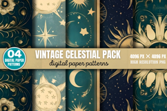 Vintage Celestial Pack Digital Background Paper PNG Product Image 1