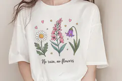 No rain, no flowers PNG, Vintage Flowers Sublimation PNG Product Image 1