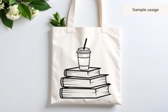 Hand Drawn Books Stack With Coffee Cup SVG Product Image 3
