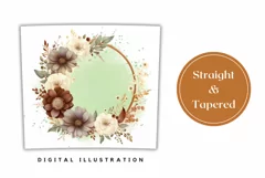 Watercolor Floral Wreath Tumbler Design, Flowers Tumbler Product Image 3