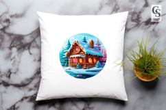 Snow Cabin Winter clipart sublimation png Product Image 3