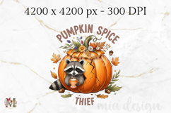 Pumpkin Spice Thief PNG, Cute Raccoon Sublimation Design Product Image 2
