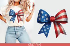 USA Flag Bow Clipart | 4th of July PNG | Sublimation Design Product Image 1