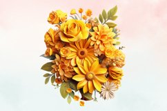3d sublimation Yellow Floral Bouquet Clipart Bundle, 3D Product Image 3