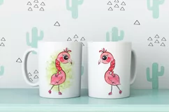 Merry xmas Pink Flamingo Sublimation, PNG. Product Image 2