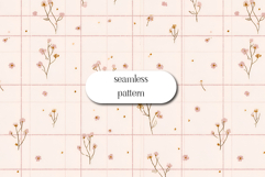 Blush Floral Grid Seamless Pattern Minimal Watercolor Product Image 1
