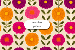 Bright Retro Floral Seamless Pattern | Colorful Flowers Product Image 1