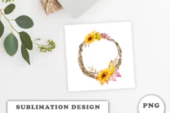 Watercolor Autumn Pumpkins Wreath png Product Image 3