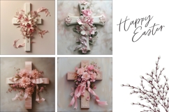 Easter Cross Pillow Template, Floral Easter Cross Pillowcase Product Image 3