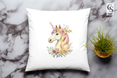 Watercolor Unicorn with Floral Crown PNG Clipart Product Image 3