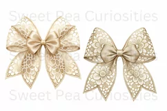 Bows, Gold, Cream, Ephemera, PNG, Flower, Clipart Product Image 3