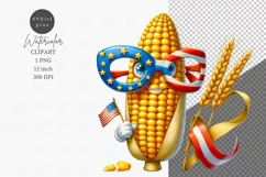 Patriotic clipart, Corn cob clipart, USA sublimation Product Image 1