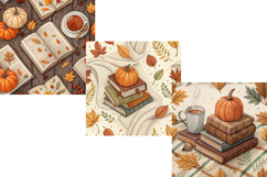 Autumn Book Stack Cottagecore Digital Paper, Seamless Product Image 4