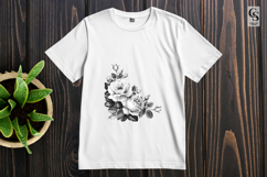 Black White Floral Frame Watercolor Clipart Sublimation PNG Product Image 2