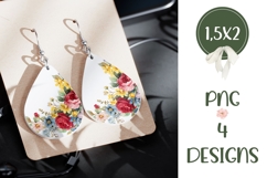 Watercolor Flowers Earring, Flower Teardrop Earring Designs Product Image 3