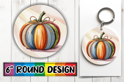 Enchanted Keychain Round Sublimation PNG, Pumpkin Watercolor Product Image 1
