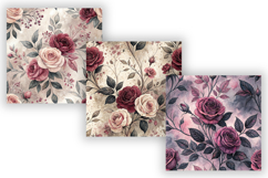 Green Toile Digital Paper Pack, Vintage Floral Toile Product Image 3