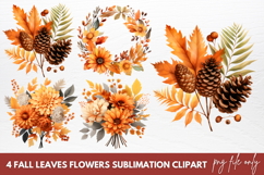 Fall Leaves Flowers Sublimation Clipart Product Image 1