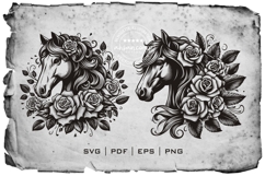 Elegant Horse Head with Roses Vector Product Image 3