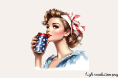 Vintage Retro Girls Clipart PNG Product Image 1