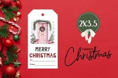Christmas Door Gift Tag, Watercolor Winter Gift Tag Designs Product Image 3