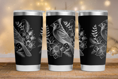 Tumbler laser svg| 20oz Tumbler Christmas Cardinal bird wrap Product Image 3