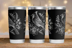 Tumbler laser svg| 20oz Tumbler Christmas Cardinal bird wrap Product Image 3