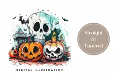Spooky Halloween Tumbler, Watercolor Halloween Skull Tumbler Product Image 3