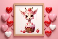 Giraffe Loves Cupcake Valentine Clipart Valentines Clipart Product Image 3